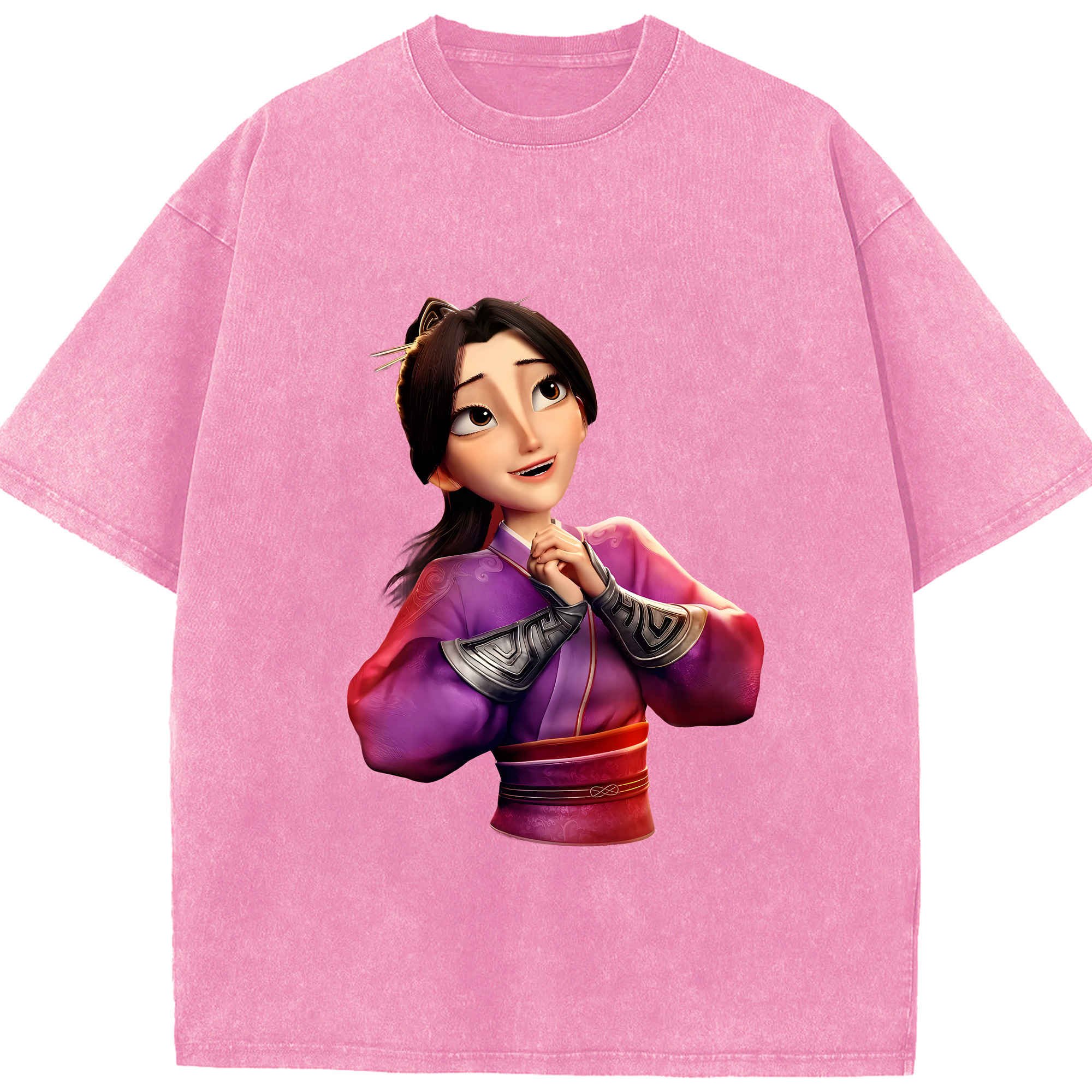 （画像用） Ne Zha 2 ナタ 魔童の大暴れ 綿100% ヴィンテージ風 半袖Tシャツ（フロントプリント）